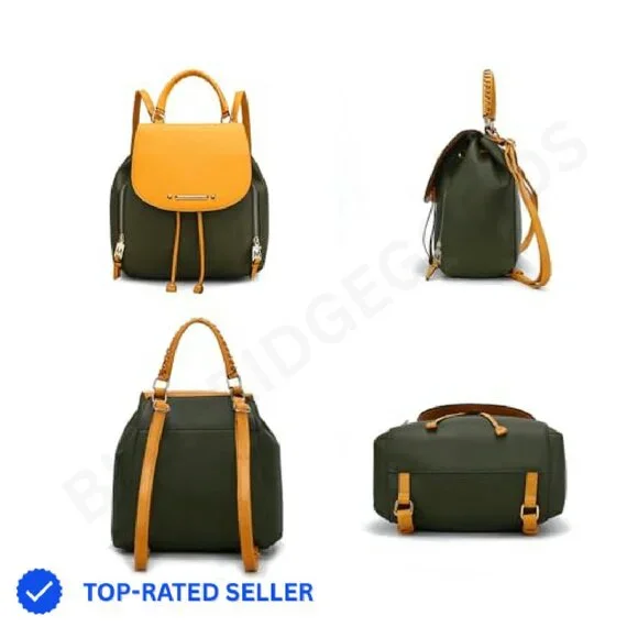 Vegan Leather Backpack Top Handle Bookbag Fashion Daypack Travel Bag Chic